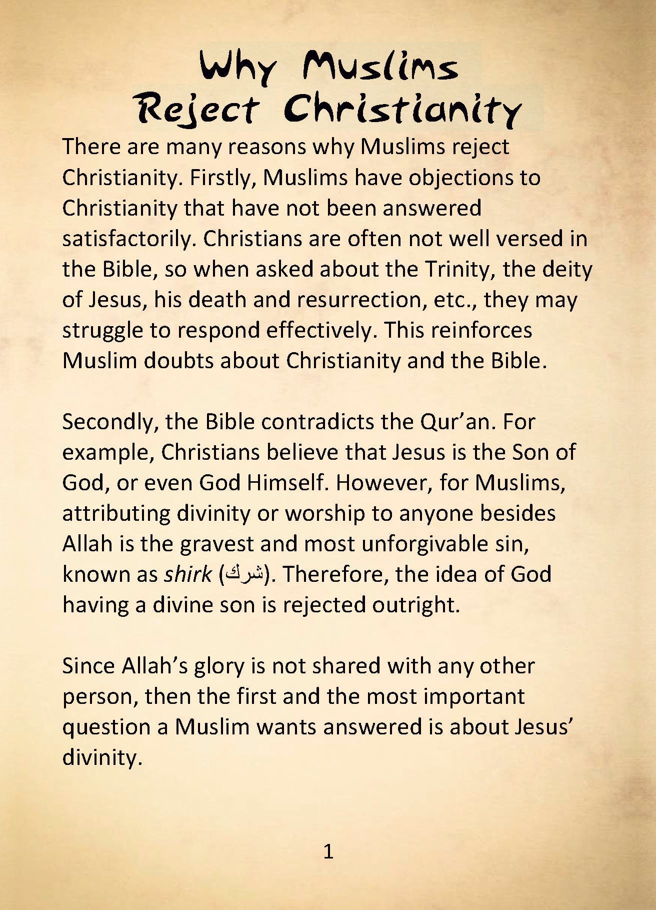 Why Muslims Reject Christianity (ENGLISH)